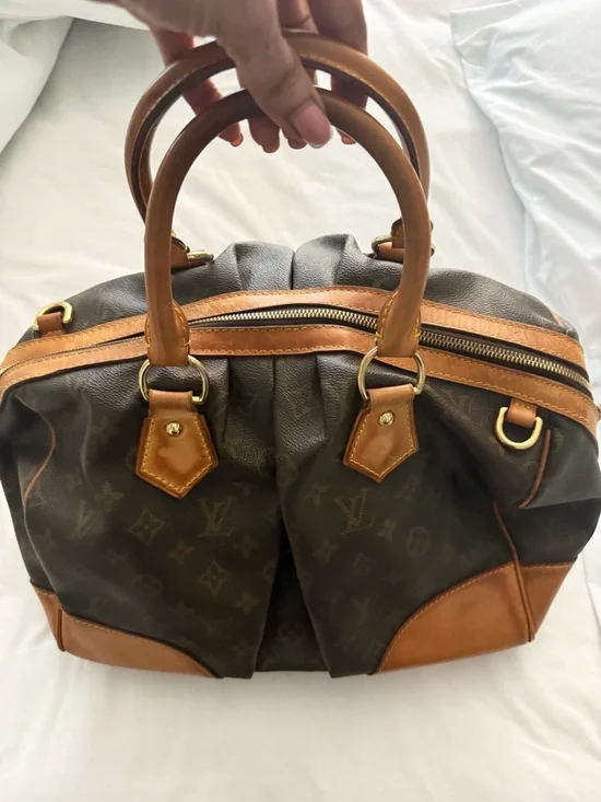 LV Monogram Canvas Top-Handle Satchel in Dark Brown and Tan - Picture 4 of 6